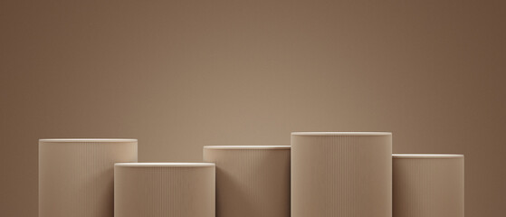 Minimal background.podium and brown background for product presentation. 3d rendering illustration.