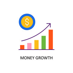 Money Growth Vector Flat Icon Design illustration. Fintech Symbol on White background EPS 10 File