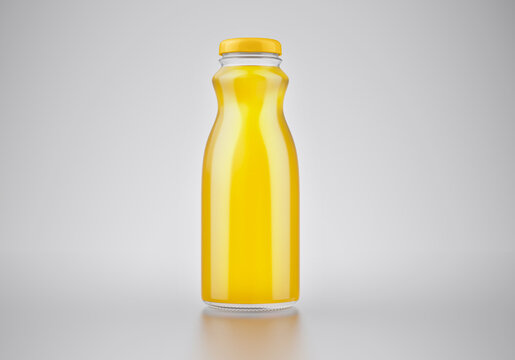 Glass Juice Bottle . 3D render