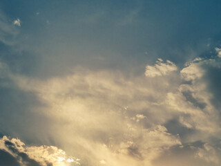 Beautiful sky with dramatic sunset and clouds