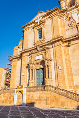 View of the Maria Santissima delle Vittorie Cathedral in Piazza Armerina, Enna, Sicily, Italy, Europe