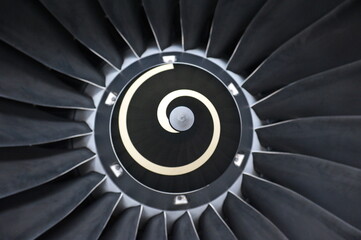 Fototapeta premium Almaty, Kazakhstan - 01.29.2014 : The turbine of the Airbus A320 aircraft during repair in the hangar