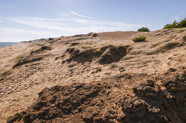 Dunes of Halikounas Beach on the Ionian Sea and Korission lake, Corfu, Greece