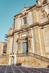 View of the Maria Santissima delle Vittorie Cathedral in Piazza Armerina, Enna, Sicily, Italy, Europe