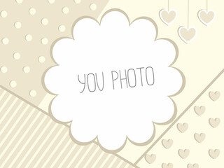 Cute frames photo collage in pastel colors. Template for baby photo or simpl text. Kid snapshot