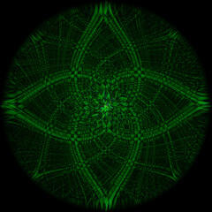 An beautiful abstract illustration in a green illusive shape isolated on black background