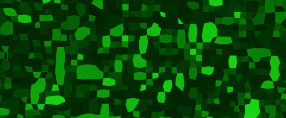 Abstract diamond green mosaic background. Digital tracery from 3d render of facets of crystalline texture schemes. Futuristic maze of polygon tiles for colorful interior