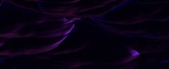 Dark neon sea wave. Night stormy glowing 3d render ultraviolet with ocean wave mesh. Futuristic purple web digital city lights in reflection. Meditative water rhythms natural energy