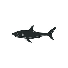 Shark Icon Silhouette Illustration. Aquatic Underwater Animal Vector Graphic Pictogram Symbol Clip Art. Doodle Sketch Black Sign.