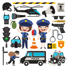 Set Of Various  Police Elements
