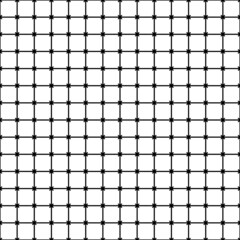 Decorative lattice seamless repeat background with black and white checkered pattern and crossed thin lines. Editable vector.