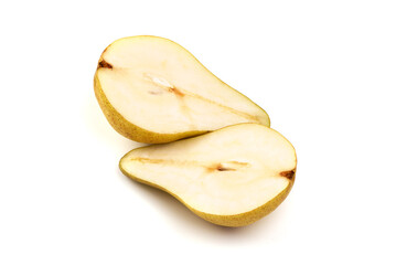 Fresh Conference Pears, closeup, isolated on a white background.