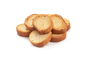 Fototapeta na wymiar Baked crackers, close-up, isolated on white background.