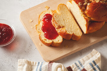 Homemade Brioche Bread With Strawberry Jam