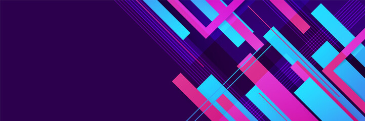 Set of Display abstract purple blue pink colorful memphis wide banner design background. Abstract colorful memphis geometric business banner background. Vector illustration. © Salman
