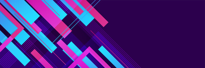 Set of Display abstract purple blue pink colorful memphis wide banner design background. Abstract colorful memphis geometric business banner background. Vector illustration. © Salman