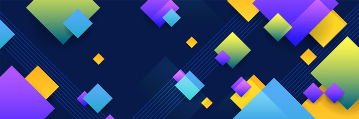 Display abstract colorful memphis wide banner design background. Abstract colorful memphis geometric business banner background. Vector illustration.