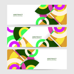 Set of Display abstract colorful memphis wide banner design background. Abstract colorful memphis geometric business banner background. Vector illustration.