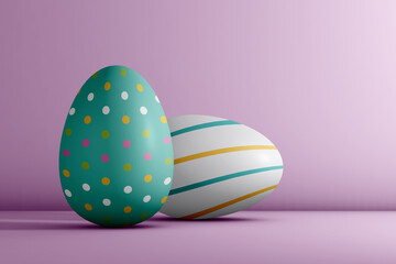 Easter eggs on soft color background