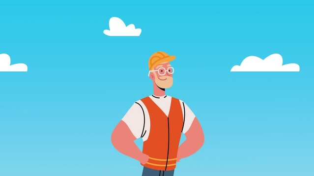 builder male worker character animation
