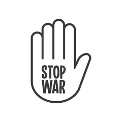 Stop war sign on hand icon.