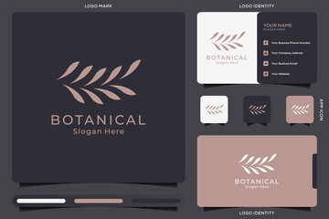 botanical elements logo vector with business card design template