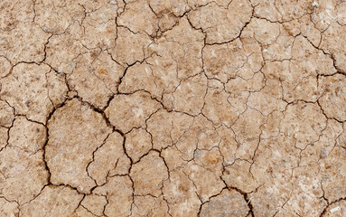 Cracked ground background in the top view for graphic design or wallpaper