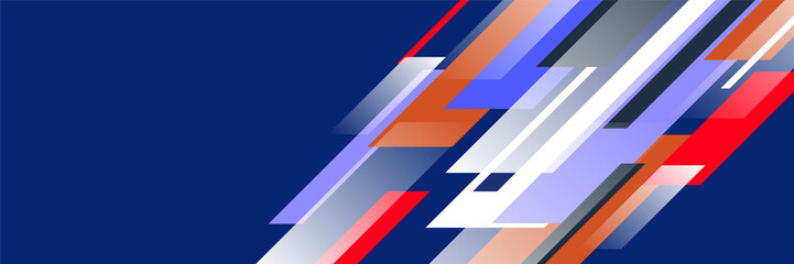 Gradient stripes abstract blue colorful memphis wide banner design background