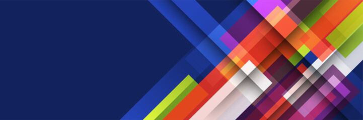 Overlap Gradient abstract blue colorful memphis wide banner design background