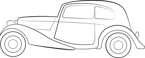 Illustration of an old car with elegant lines