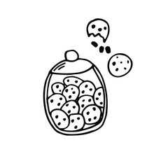 Cookie jar black contour doodle . Food, Bakery, cafe, restaurant simple icon. Isolated on white background