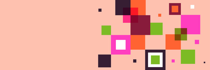 Square abstract orange white colorful memphis wide banner design background