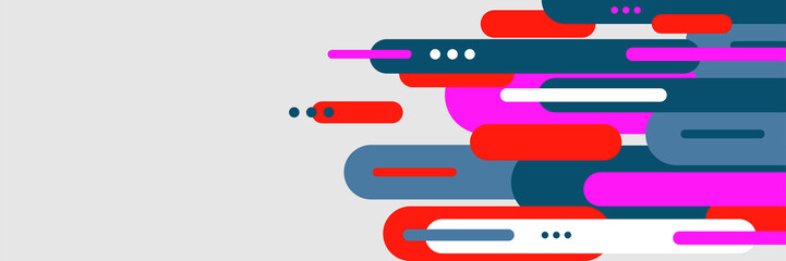 Flat stick abstract grey colorful memphis wide banner design background