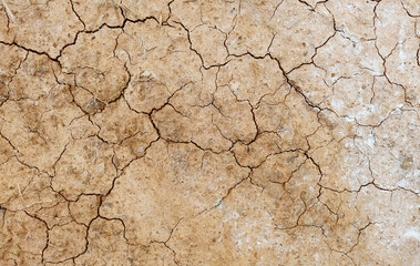 Cracked ground background in the top view for graphic design or wallpaper