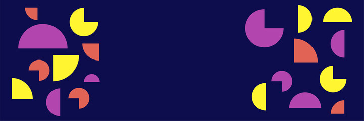 Shape abstract dark blue colorful memphis wide banner design background