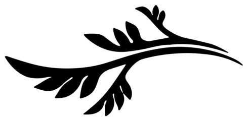 植物や葉っぱのライン線画単品　ラスター素材