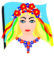 Young woman in ukrainian clothes.