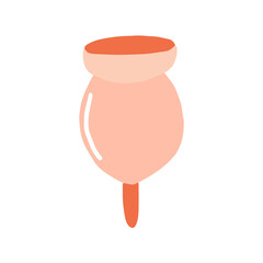 Woman menstrual cup doodle. Eco fiendly washable menstrual cup for woman hygiene during critical days.