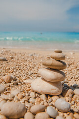 Fototapeta na wymiar rocks in balance at sea beach