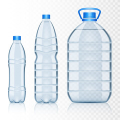 Set of bottles of water, isolated.