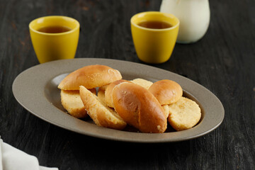Bagelen Bread Cake, Crispy Bread with Butter Spread and White Sugar Sprinkle. Usually Served with Tea for Tea Time