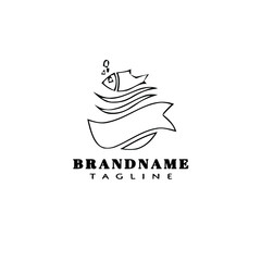 animal fish cartoon logo template icon design black isolated vector illustration