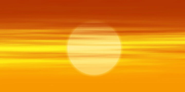 Fantasy on the setting sun, bright sunset sky, vector illustration