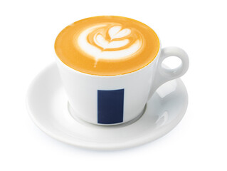 White cup of cappuccino froth isolated on a white background