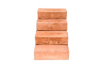 Red bricks isolated on white background. Solid clay bricks used for construction.