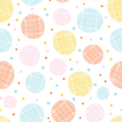 Circles seamless pattern background with hand-drawn elements.