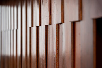 Wood battens wall in vintage and asian style.