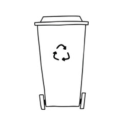 Trash can doodle vector. Trash bin recycle illustration