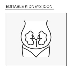 Obraz premium Kidney line icon. Unhealthy internal organ.Enlarged kidneys. Human internal organ. Healthcare concept.Isolated vector illustration.Editable stroke