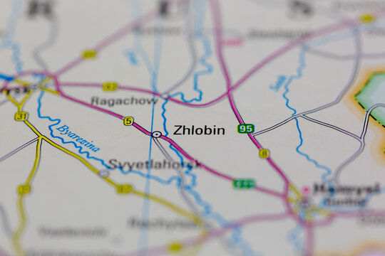03-03-2022 Portsmouth, Hampshire, UK, Zhlobin Ukraine shown on a road map or Geography map